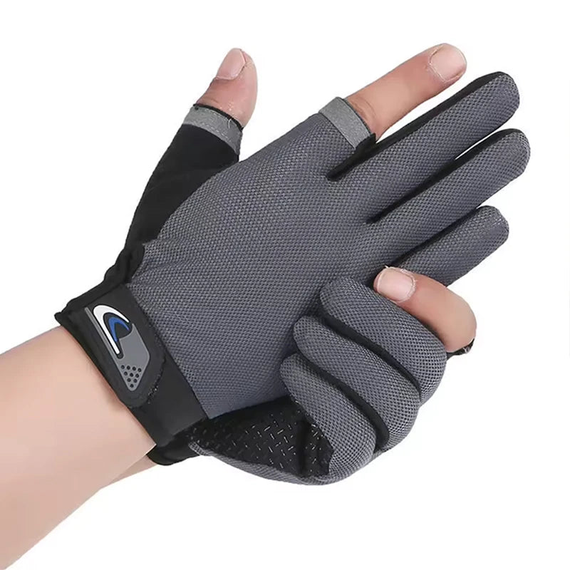 Summer Men Fishing Gloves Women Two Finger Cut Male Touchscreen Qme