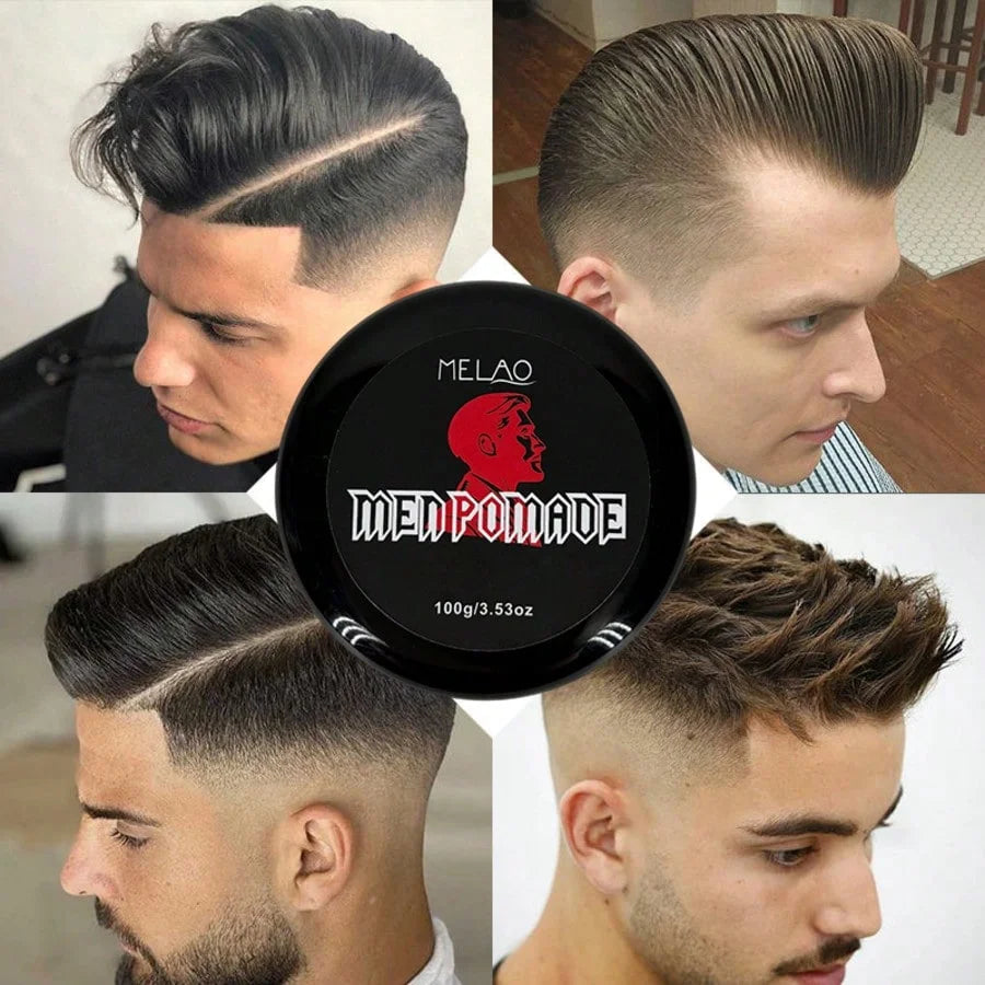 Men Pomade, MELAO Strong Hold Pomade for Men, Classic High Shine, Slick Back & Side Part Styling, 100g/3.53oz Qme