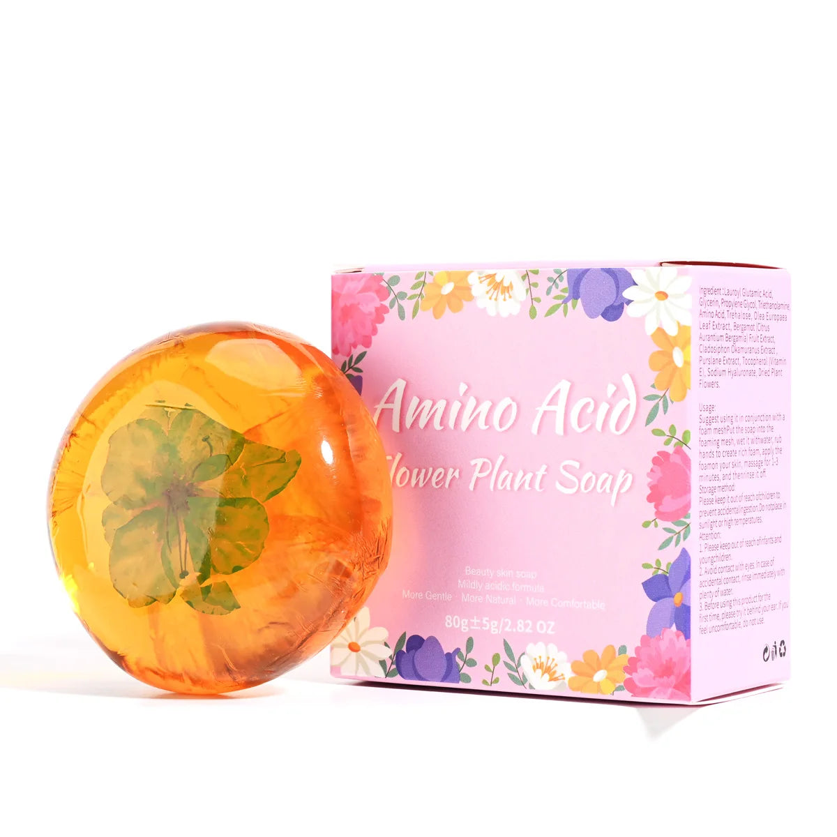 Natural Handmade Amino Acid Flower Soap Coconut Oil Moisturizing Qme