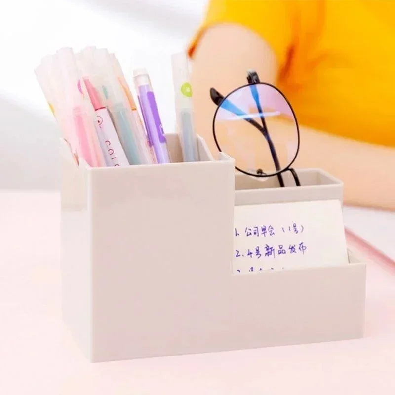 Multi-function Desktop Pen Holder School Supplies Storage Case Colorful Plastic Box Office Desk Accessories Pencil Organizer Qme