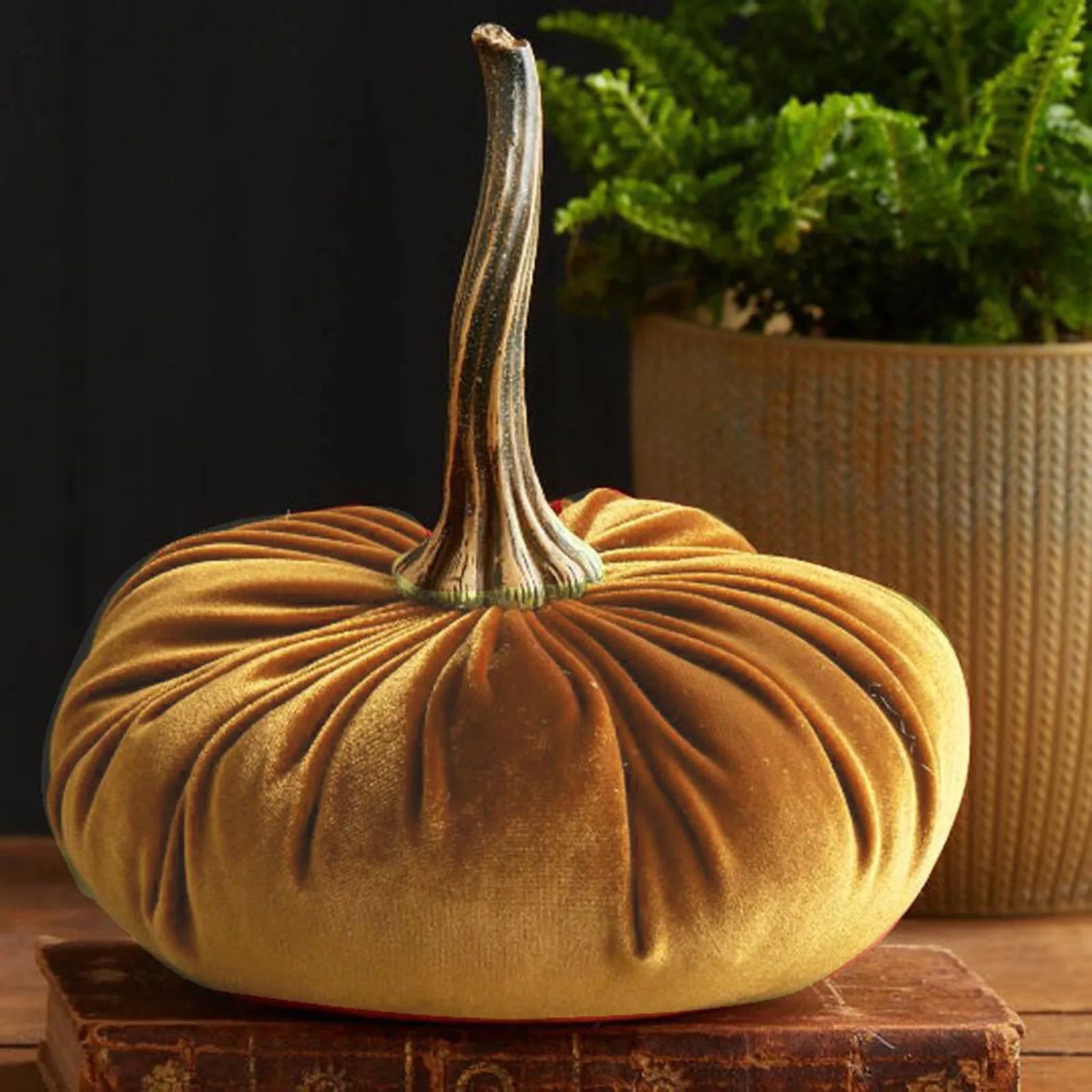 Velvet Soft Pumpkin Ornaments Handmade Home Holiday Ornaments Decoration Autumn Decoration Qme Yellow