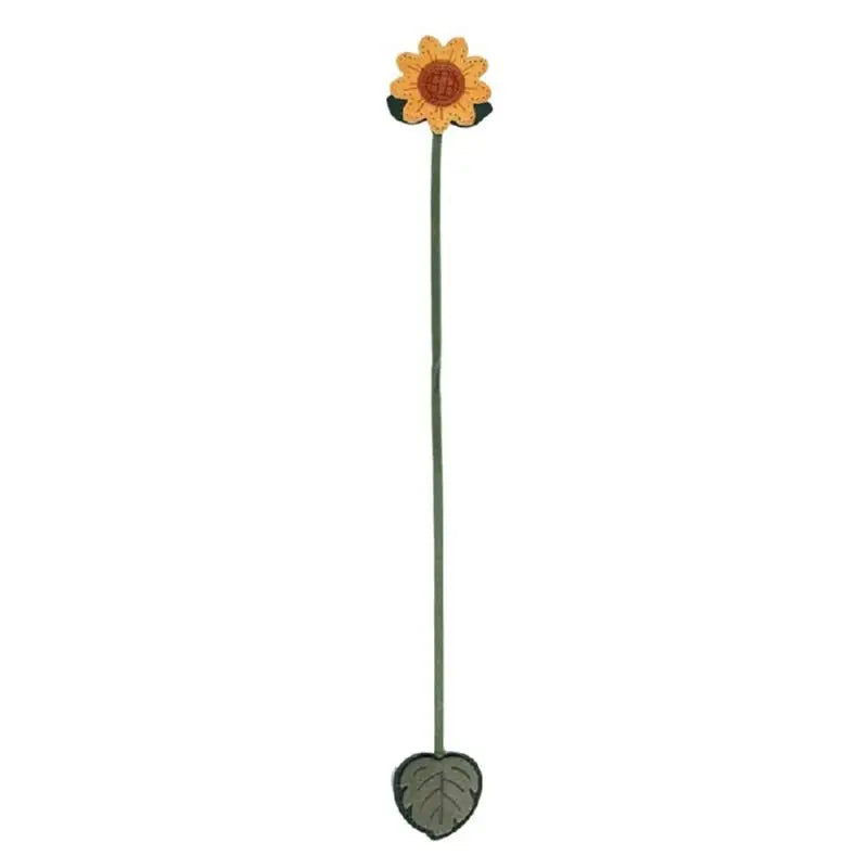 Floral Faux Leather Bookmark Rope Tassel Multi-functional Bag Charm Qme sunflower 36cm A1