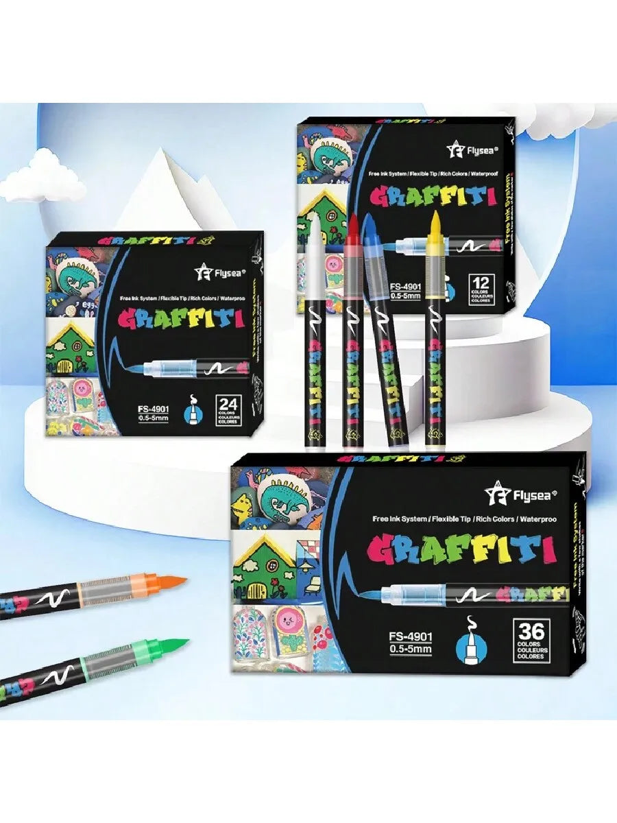 12-36 Colors Acrylic Paint Pens Markers Brush Tip Paint Markers for Art Supplies, Fabric Paint, Fabric Markers, Art Markers Qme