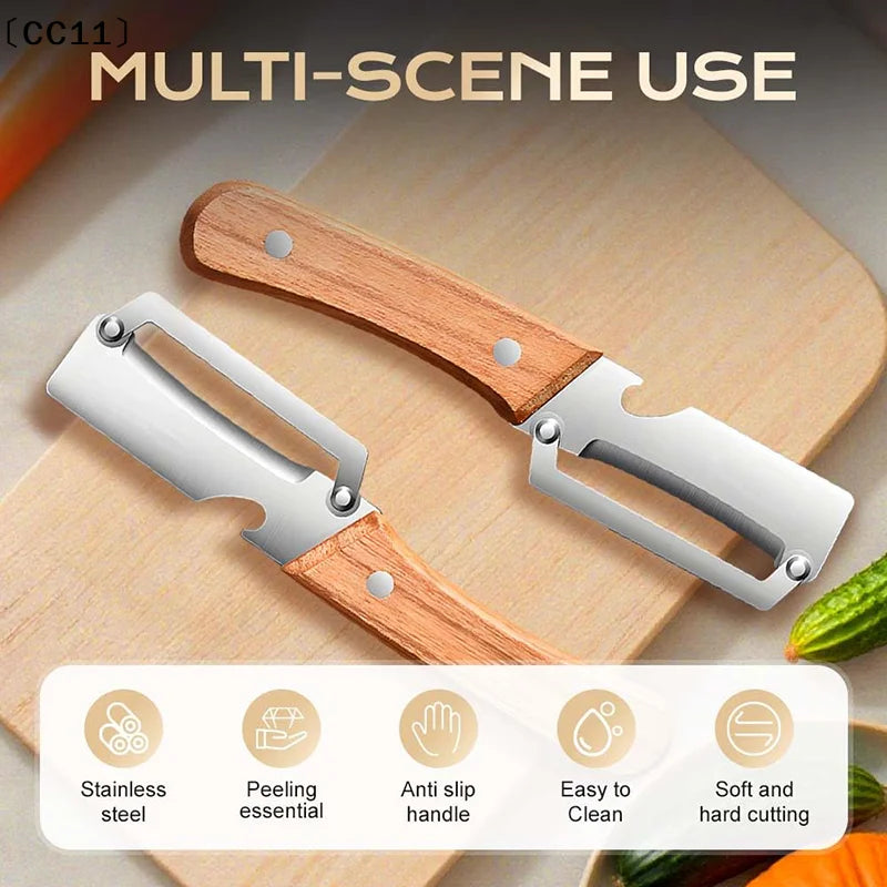 Wooden Multi Functional Vegetable Peeler Kitchen Veggie Fruit Carrot Qme