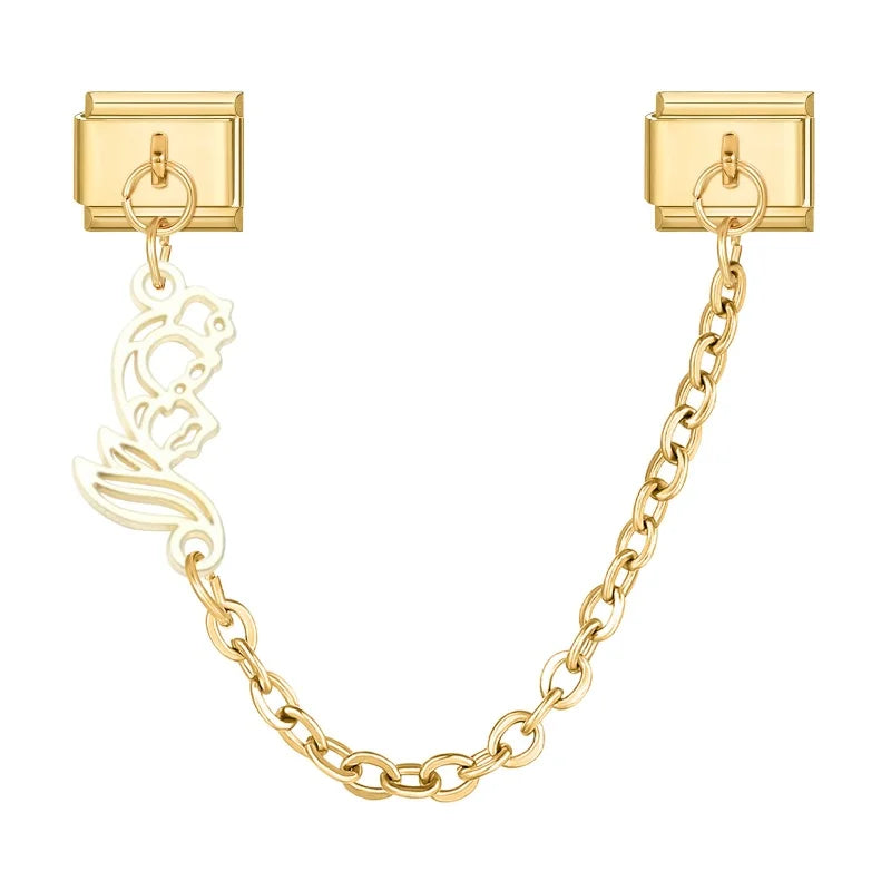2025 New Heart Flowers Home Golden Women Fashion Chain Italian Charm Link Fit 9mm Bracelet Stainless Steel Making DIY Jewelry Qme Style 7