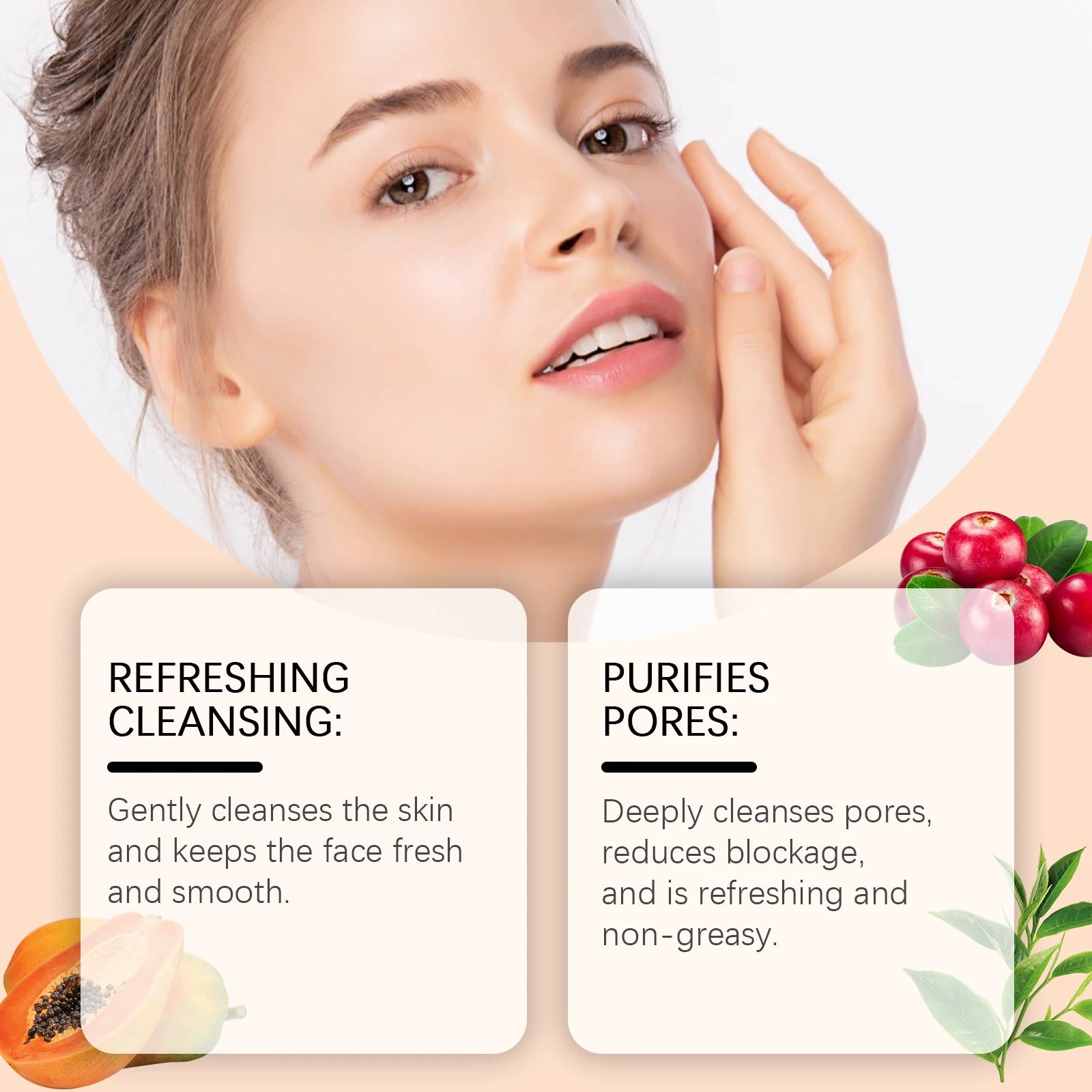 Papaya Face Wash Oil Control Gentle Cleanser Not Tight Moisturizing Hydrating Skin Rejuvenation Clean Pore Brightening Face Wash Qme