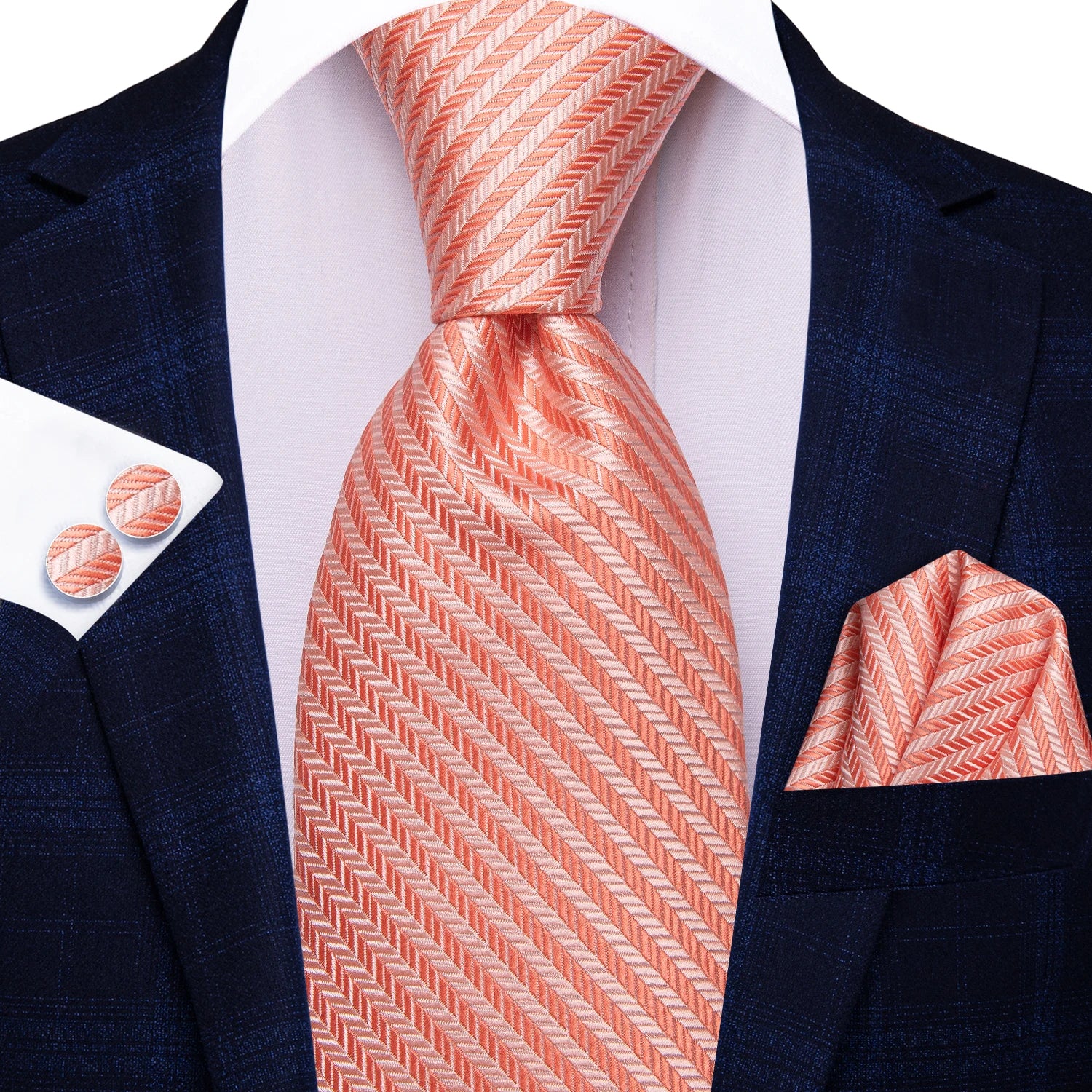 Hi-Tie Burgundy Blue Striped Men Elegant Necktie Handkerchief Cufflinks 3PCS Set Fashion Classic Silk Luxury Tie for Man Qme N-3858