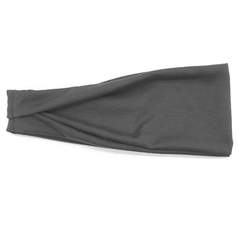 Women Headband Twist Cotton Sport Wide Turban Twisted Knotted Qme Dark Grey 10cm-22cm
