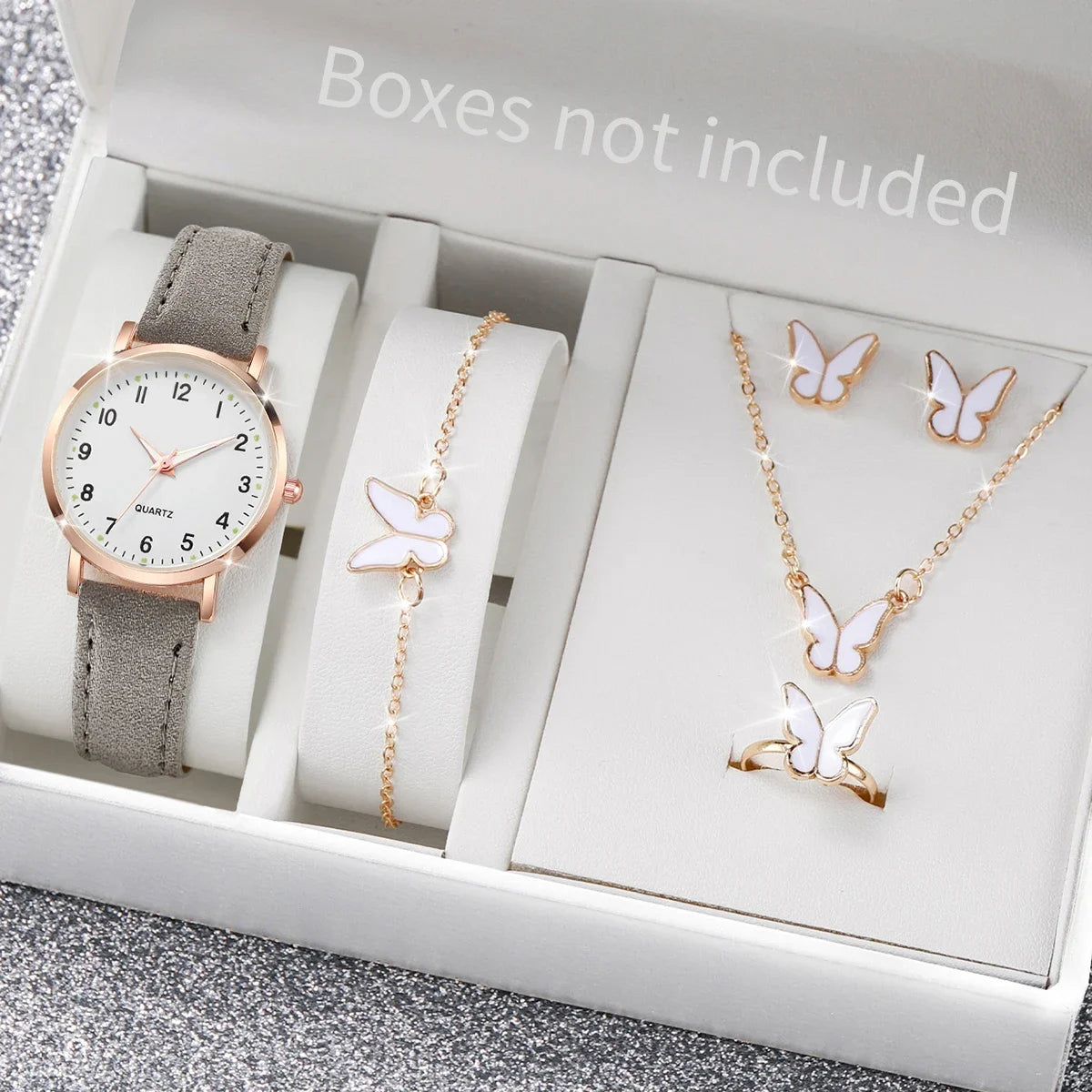 6 pçs/set relógio feminino simples mostrador árabe relógio de quartzo moda pulseira de couro relógios de pulso conjunto de jóias Qme 1