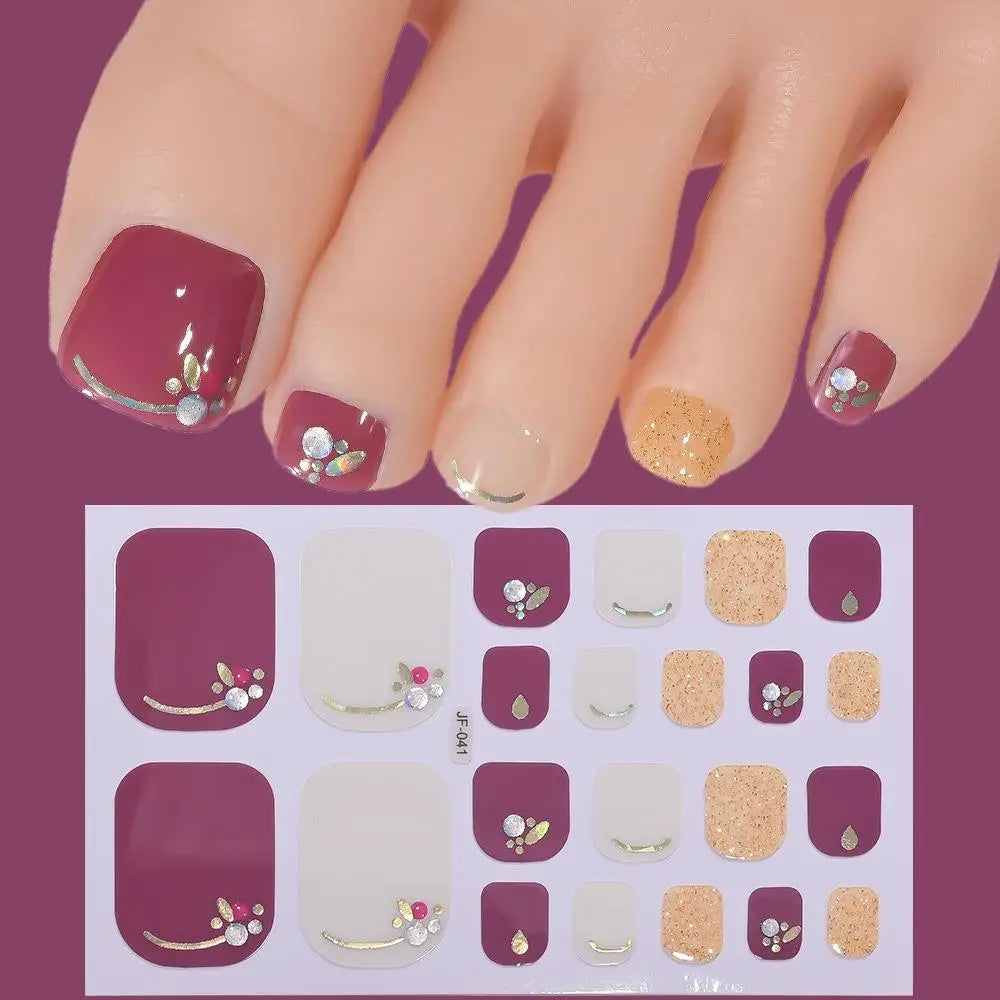 22tips Sheet Glitter Toenail Stickers Glittering Full Wraps Summer Qme K
