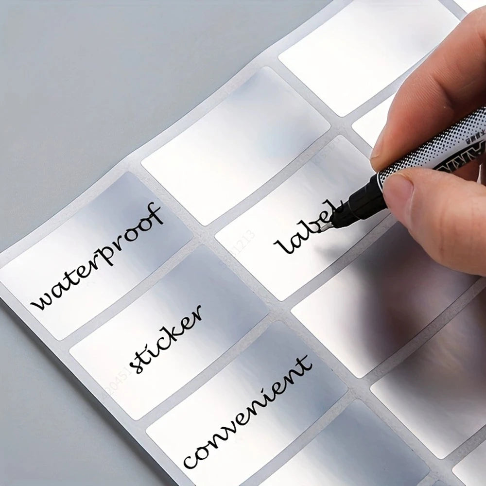 160/300/600 Reusable Waterproof PET Labels - Smooth Writing Surface, for Folders, Home Storage, Multi-functional Labels. Qme