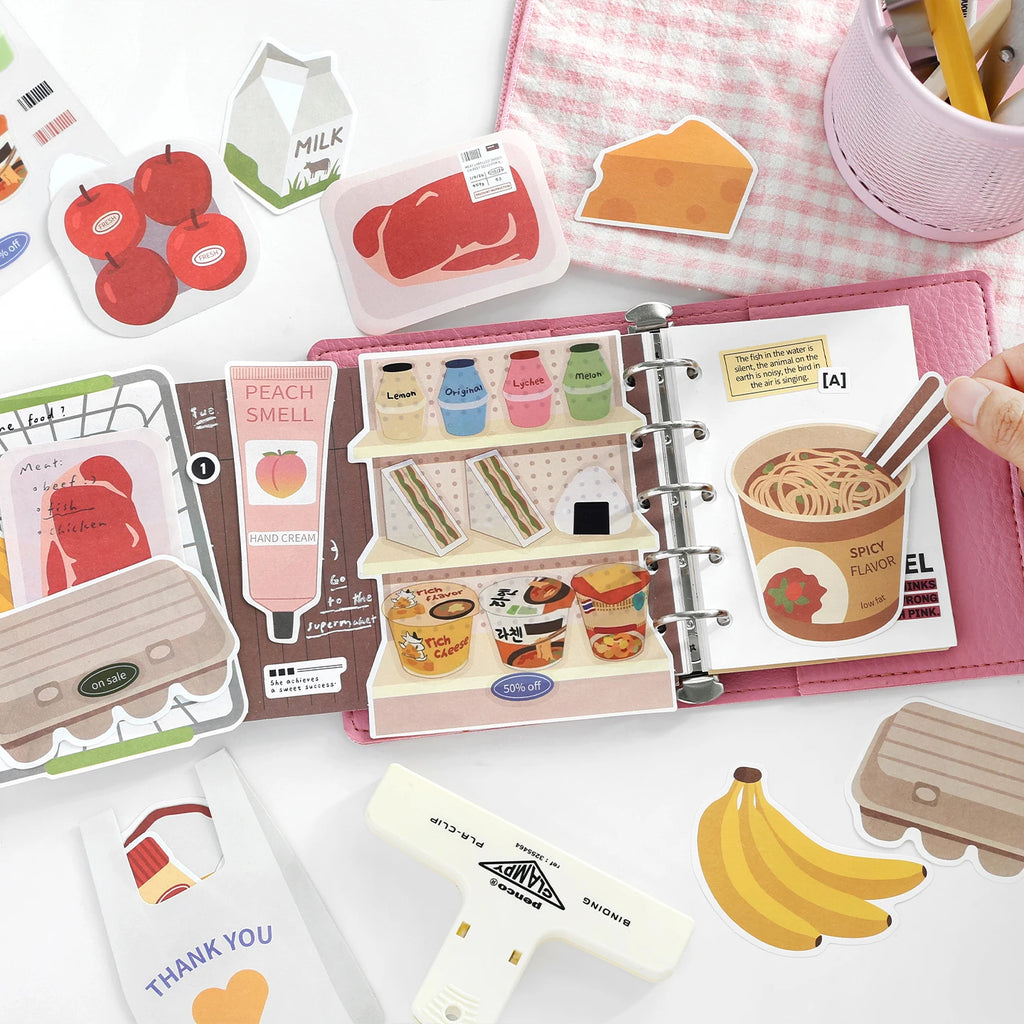 TIANZI 15/60pcs Tomorrow's Store Series Food and Coffee Material Pack DIY Scrapbook Handbook Aesthetic Stationery Supplies Qme