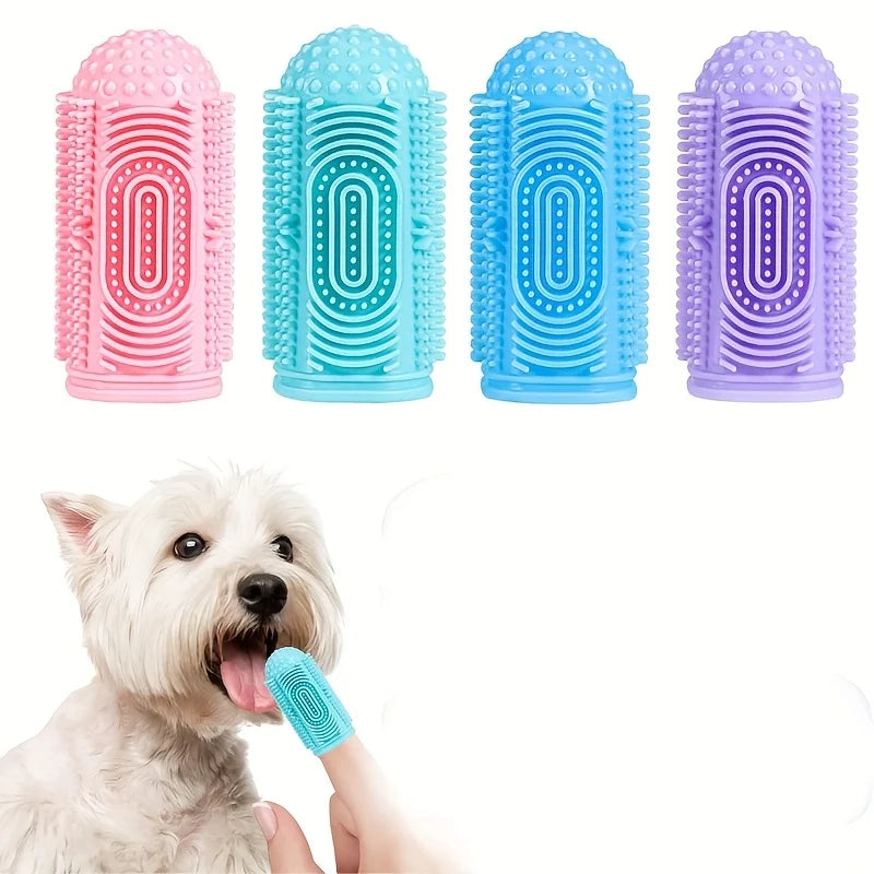 4-piece dog toothbrush set for dog teeth cleaning and care, suitable for cat and dog teeth cleaning and care Qme MULTI