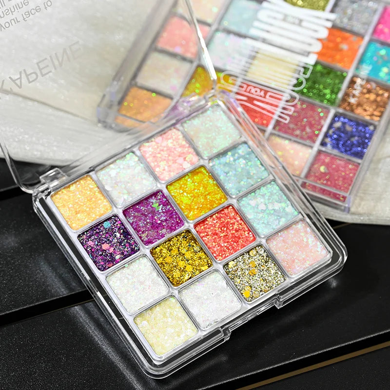 16 25 Eye Shadow Palette Vibrant Flash Gloss Multi-color Sequins Qme
