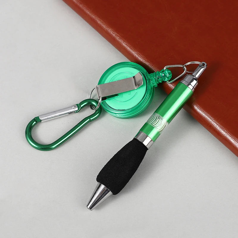 Buckle Ring Lanyard Stationery Retractable Key Chain Ballpoint Pen Qme