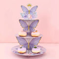 3 Tier Cake Stand Butterfly Party Display Birthday Cupcake Decoration Qme Purple