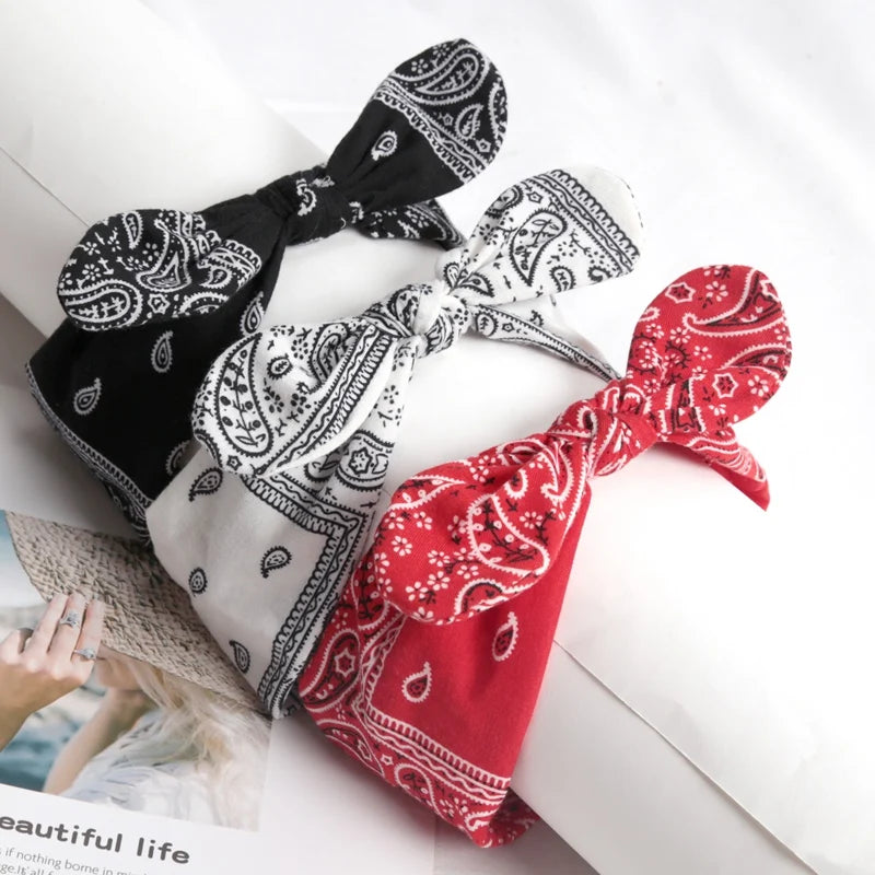 Vintage Soft Paisley Cashew Flowers Hair Bands Pilates Elastic Yoga Qme
