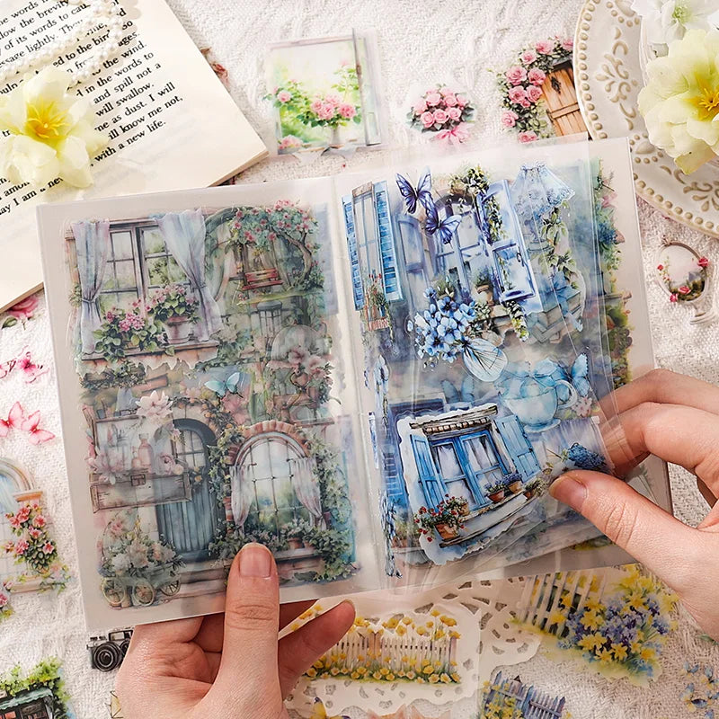 TIANZI 20/80pcs Die Cut Landscape Stickers Book for Scrapbooking Journaling DIY Crafts Planners Art Supplies Qme