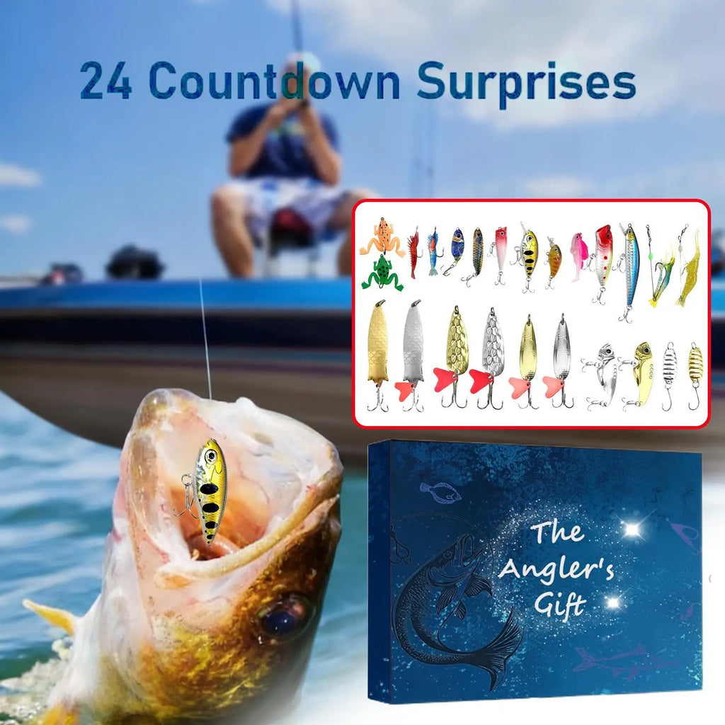Countdown Calendar Realistic Portable Bait 24 Days Fishing Party Qme