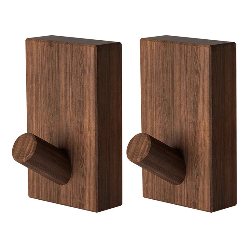 2psc Kitchen Towel Key Holder Walnut Wood Wall Hooks Hangers No Drill Qme Walnut