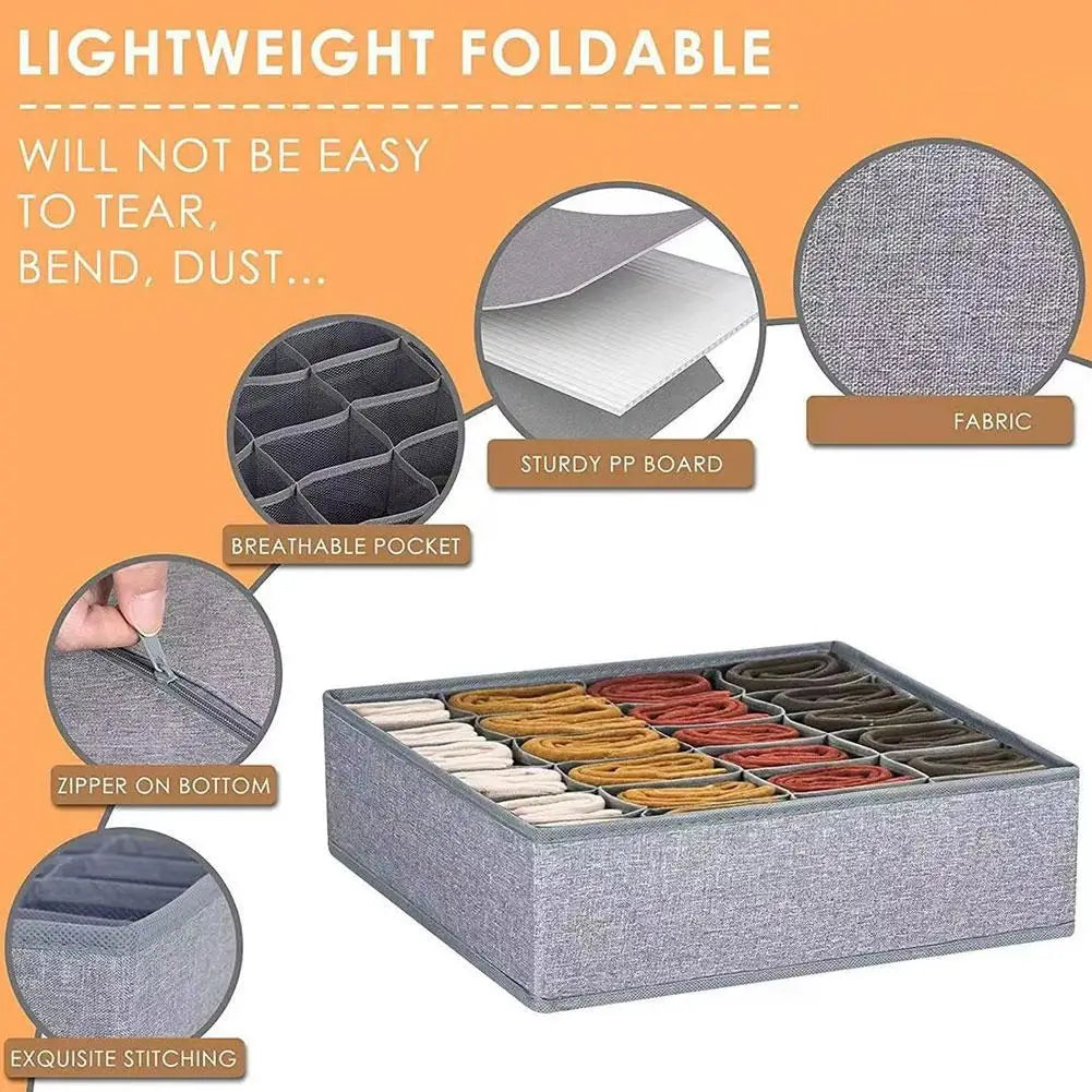 Underwear Storage Box Clothes Ties Organizer Large Capacity Multifunction Socks Pants Storage Box Space-saving Foldable Case Qme
