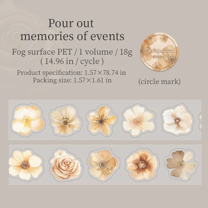 50mm*2m Flowers Plants PET Tapes Junk Journal Adhesiva Scrapbooking Sticker Planner Diary Collage Decoration Stationery Tape Qme F