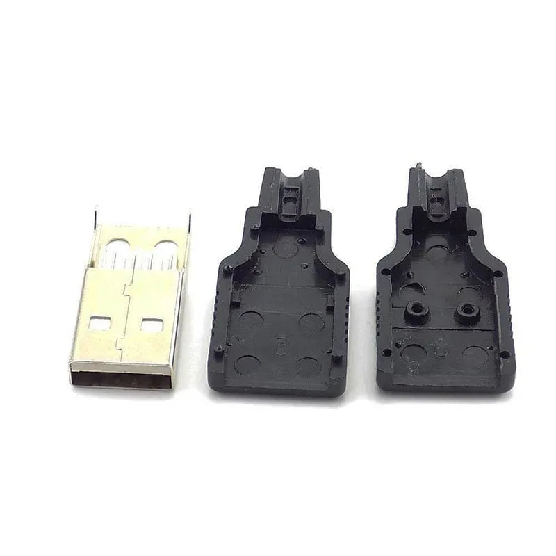 50pcs 4 Pin USB 2.0 Type A Male Socket plug Connector adapter With Black Plastic Cover Solder Type DIY Connector L19 Qme
