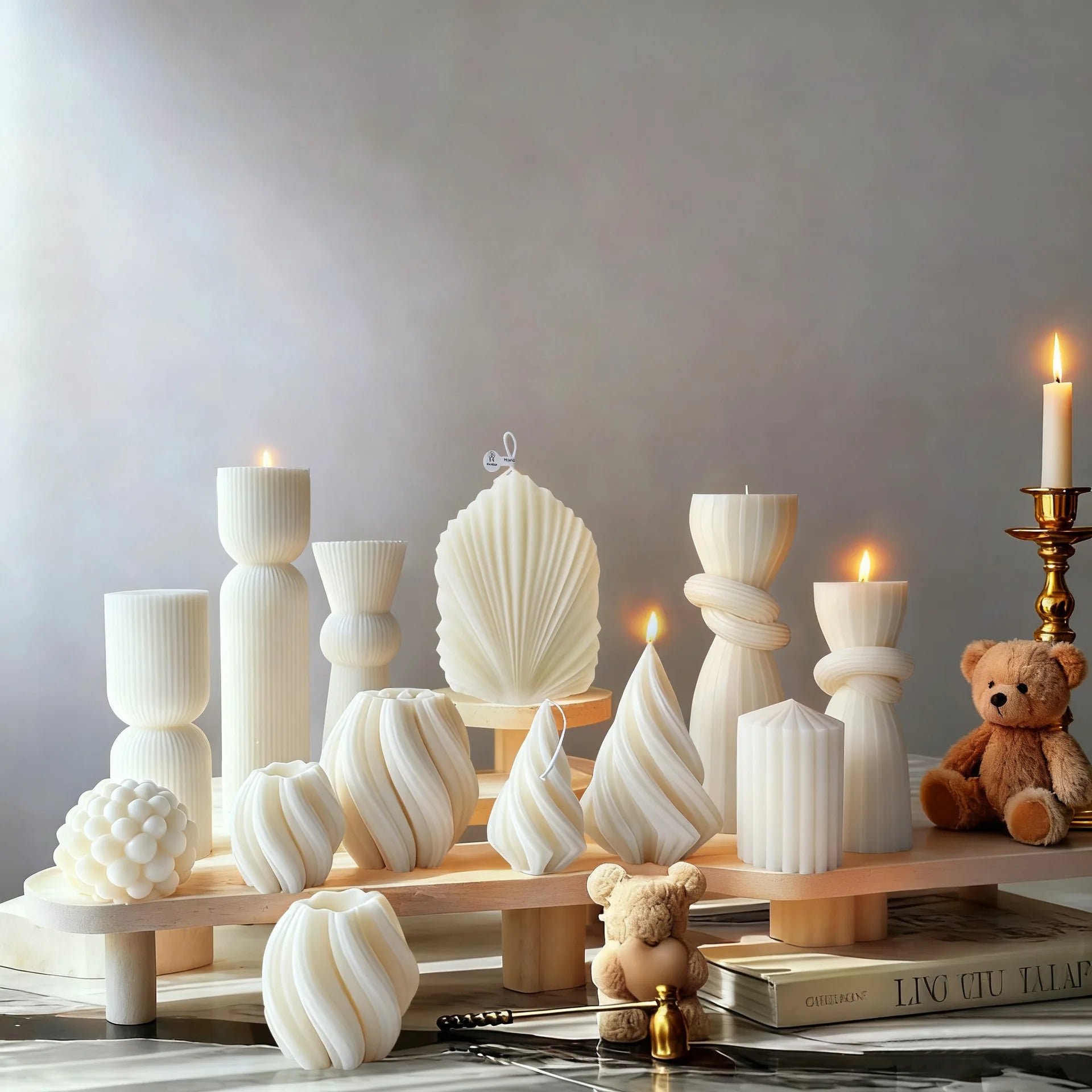 Nordic Minimalist White Scented Candle Atmosphere Home Decor Wedding Arrangement Cylinder Geometric Shape Fragrance Candle Qme