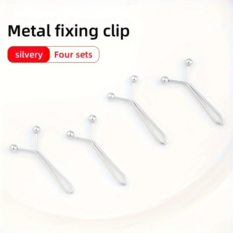 4Pcs pants invisible waist metal fixing clip, jeans waist circumference large change small artifact adjustable buckle pin clip Qme 4pcs Silver