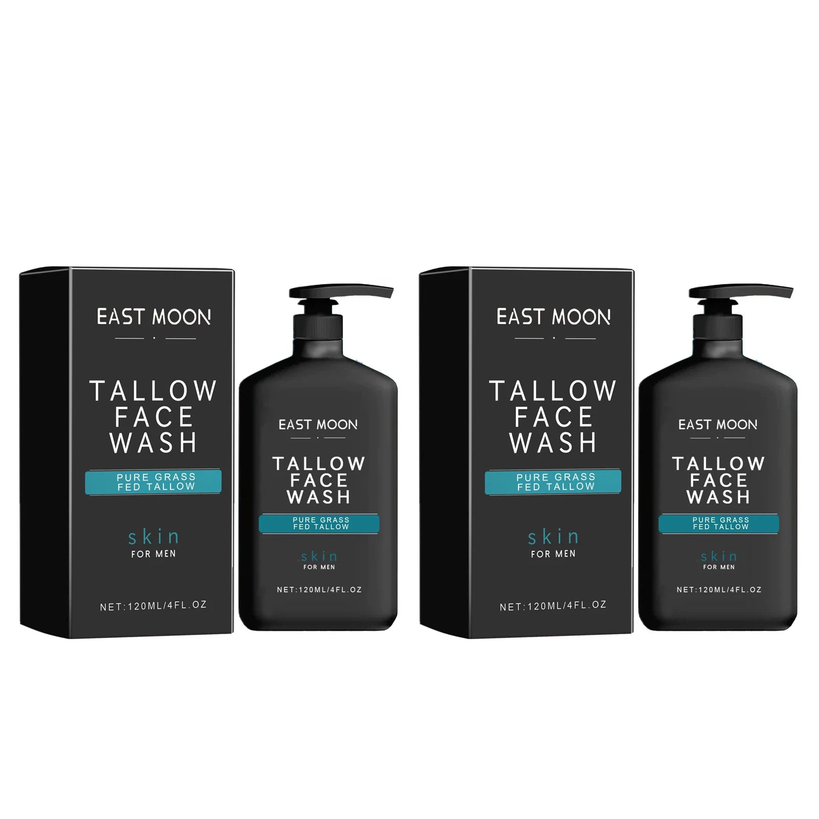 Men's Daily Face Wash Deep Cleansing Pore Oil Control Remove Acne Blackhead Brightening Facial Cleanser for Refreshed Skin Qme 2 x 120ml Boxed