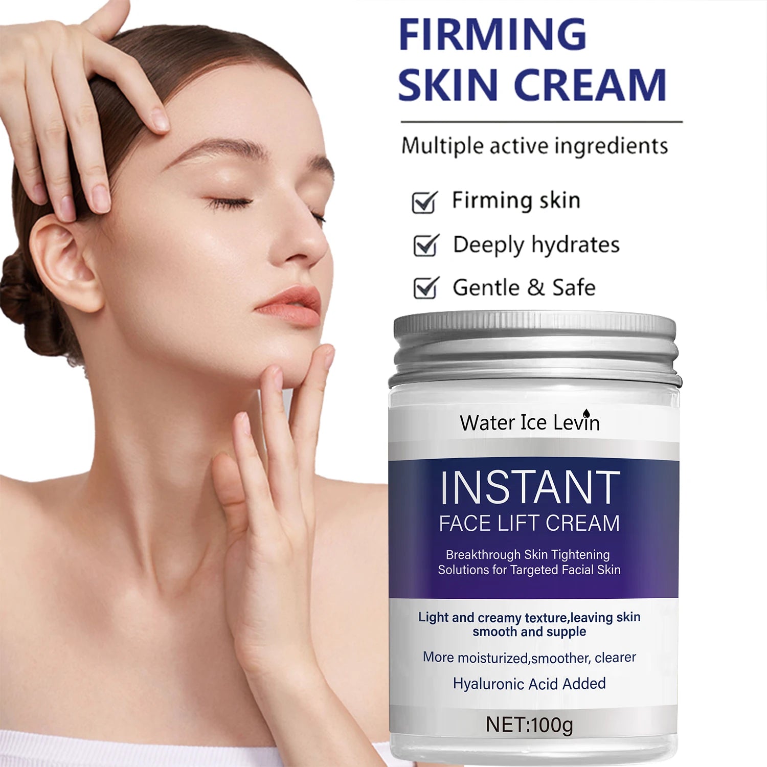 Instant Lifting Face Cream with Hyaluronic Acid & Collagen for Tightening, Firming & Deep Moisturizing. Qme