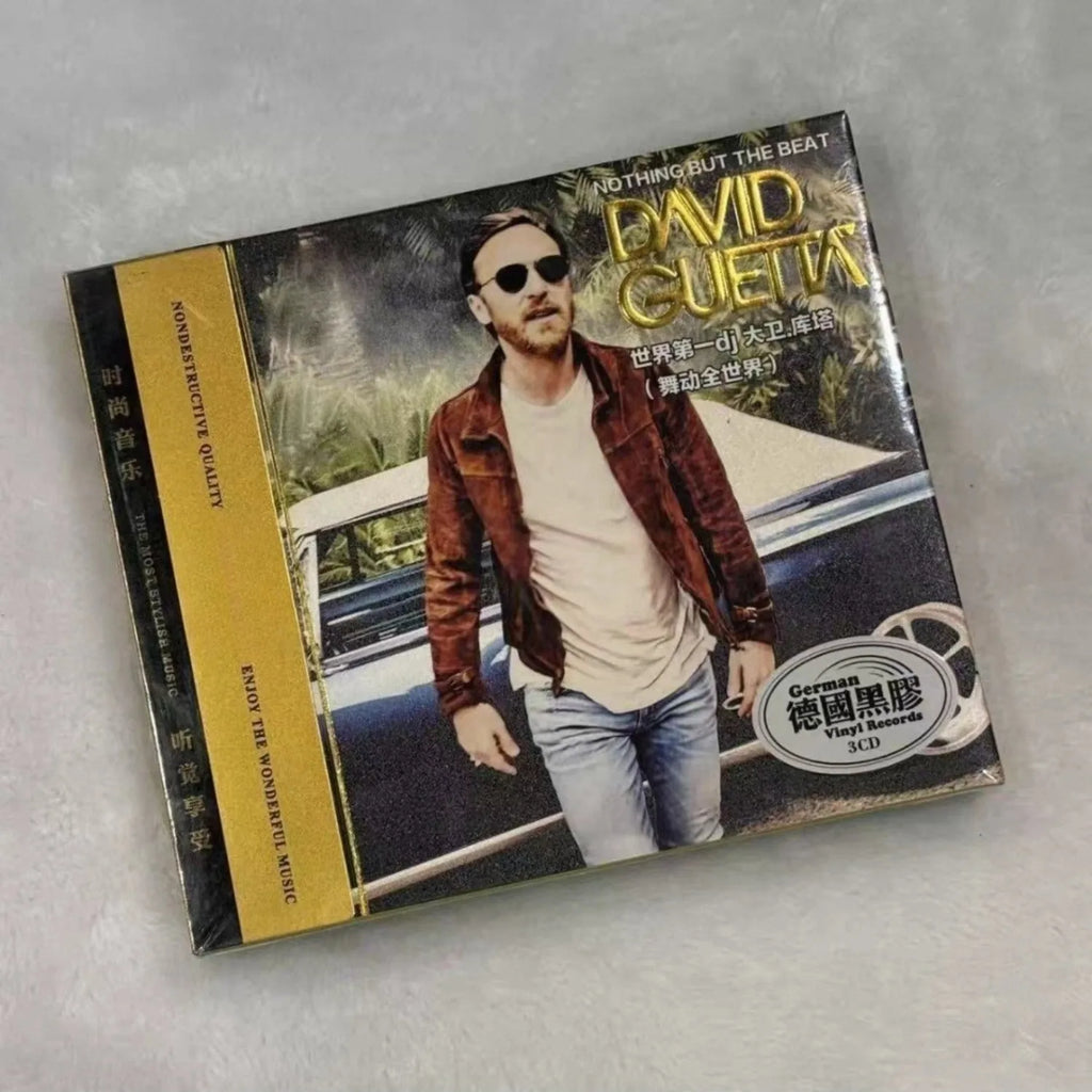 European Electronic Dance Music Album, Retro Male Portrait Cover Strong Beat Black Vinyl Texture Hi-Fi Music Collection Qme Electronic CD