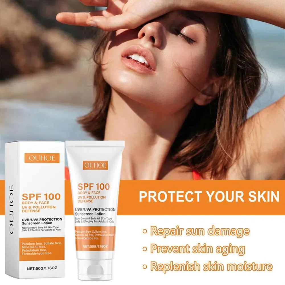 Sunscreen Lotion Spf100 Moisturizing Refreshing Light Non Greasy Qme