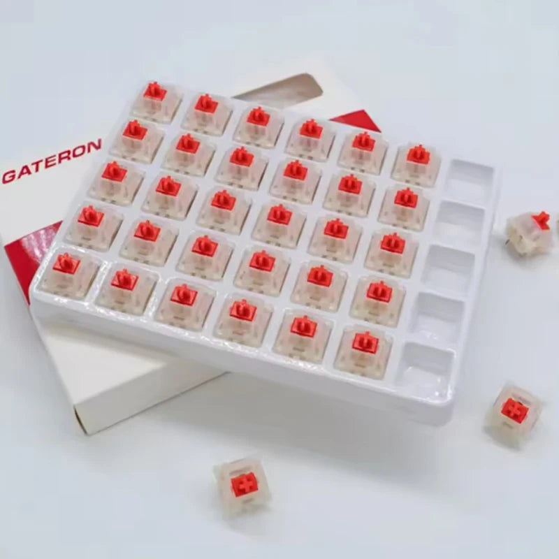 GATERON Milky Yellow Red Pro Switches Milky Yellow Pro Red Linear Lubed Switch SMD RGB Mx Switch for Mechanical Keyboard 5 Pins Qme