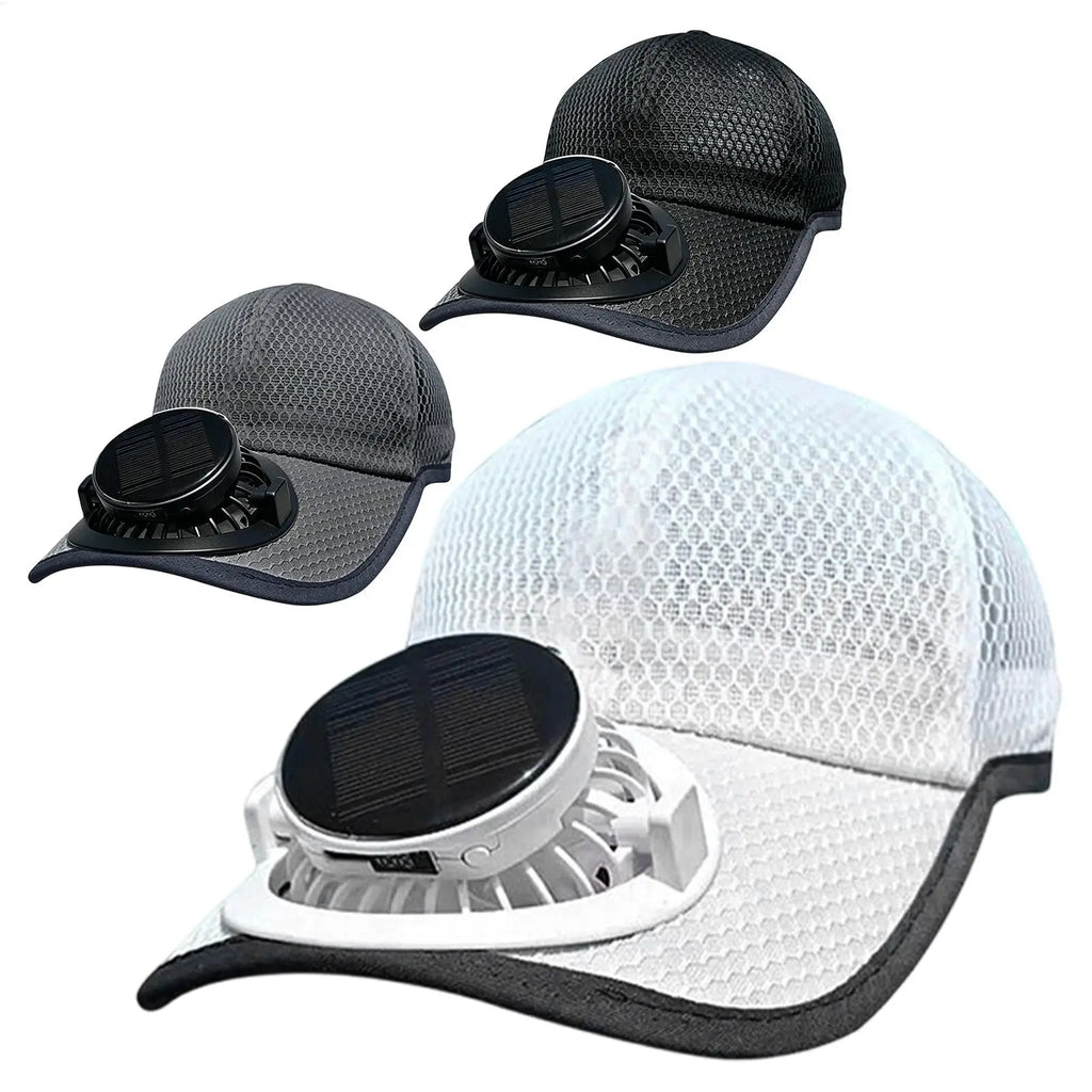 Solar Fan Hats for Men 3-Speed Wide Brim Sun Blocking Headwear 600 MAh Battery USB Charging Solar Powered Hat Fan for Outdoor Qme