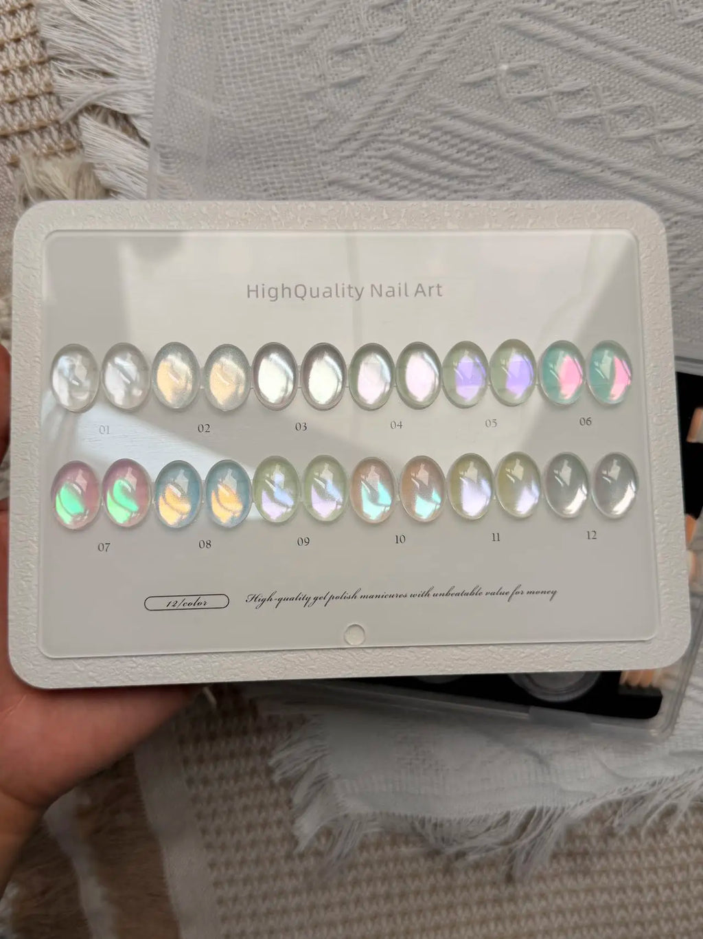 12 Colors Aurora Mirror Nail Powder Chrome Pearl Pigment Dust Ultra Qme