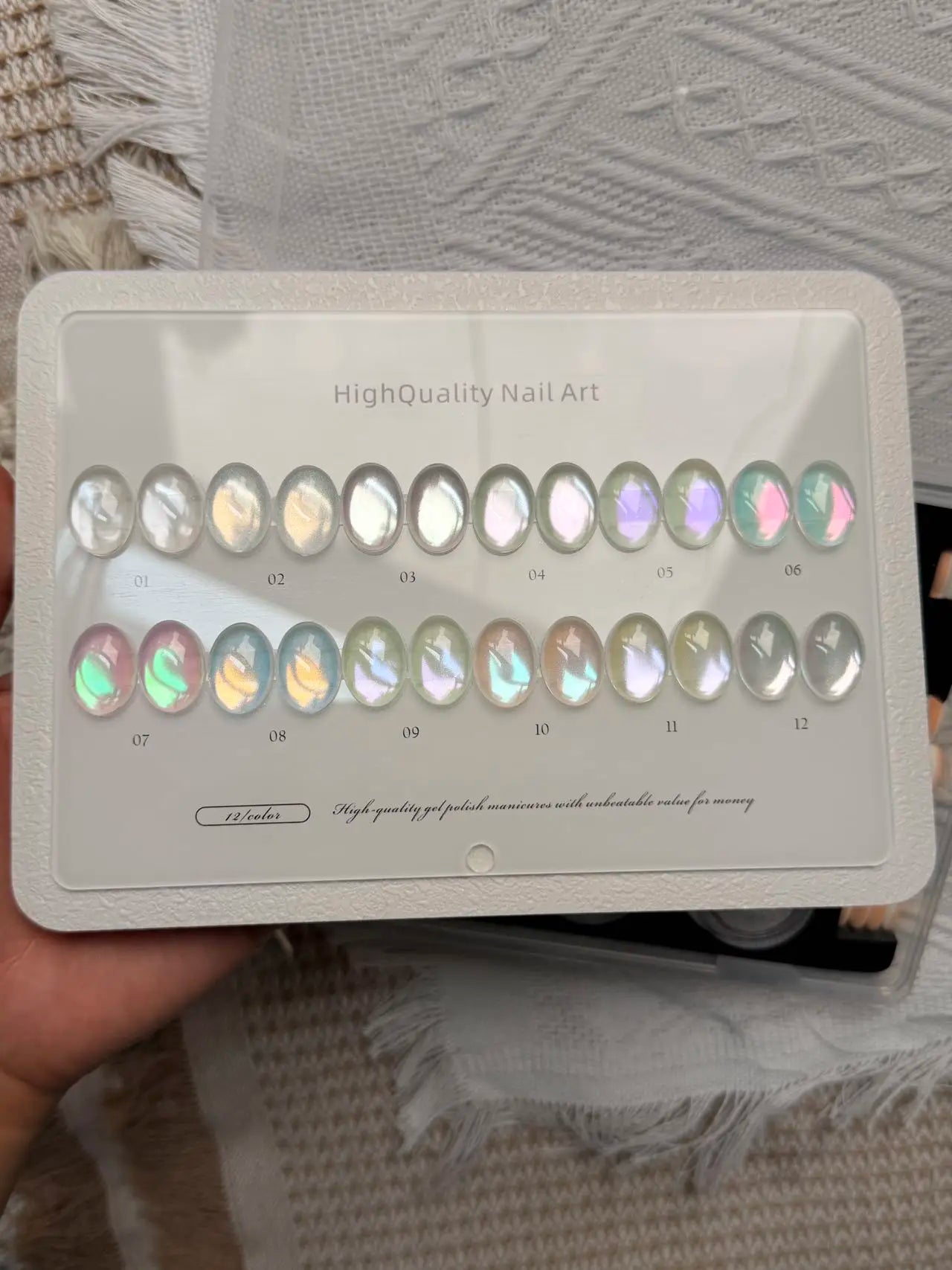 12 Colors Aurora Mirror Nail Powder Chrome Pearl Pigment Dust Ultra Qme