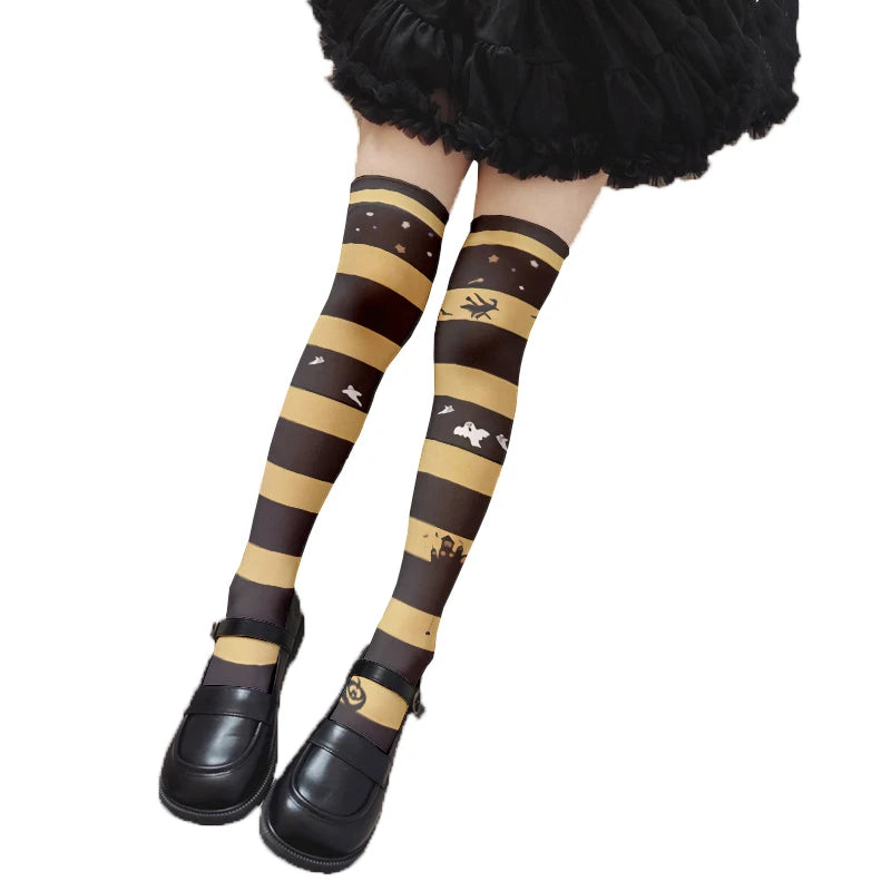 Cartoon Anime Striped Halloween Cat Claw Stockings Trendy Women's Qme style8 One Size