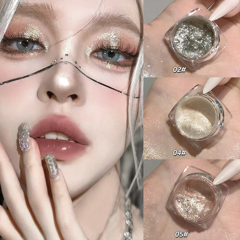Metallic Shimmer Eyeshadow Gel Matte Highlighting Palette Light Qme