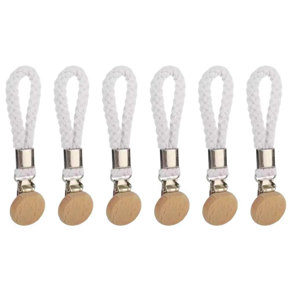1-8PCS Towel Hanging Clips woven Cotton rope Bathroom wood round head Metal Hanging Clips For Home Towel Clothes Storage Hook Qme 6pcs White