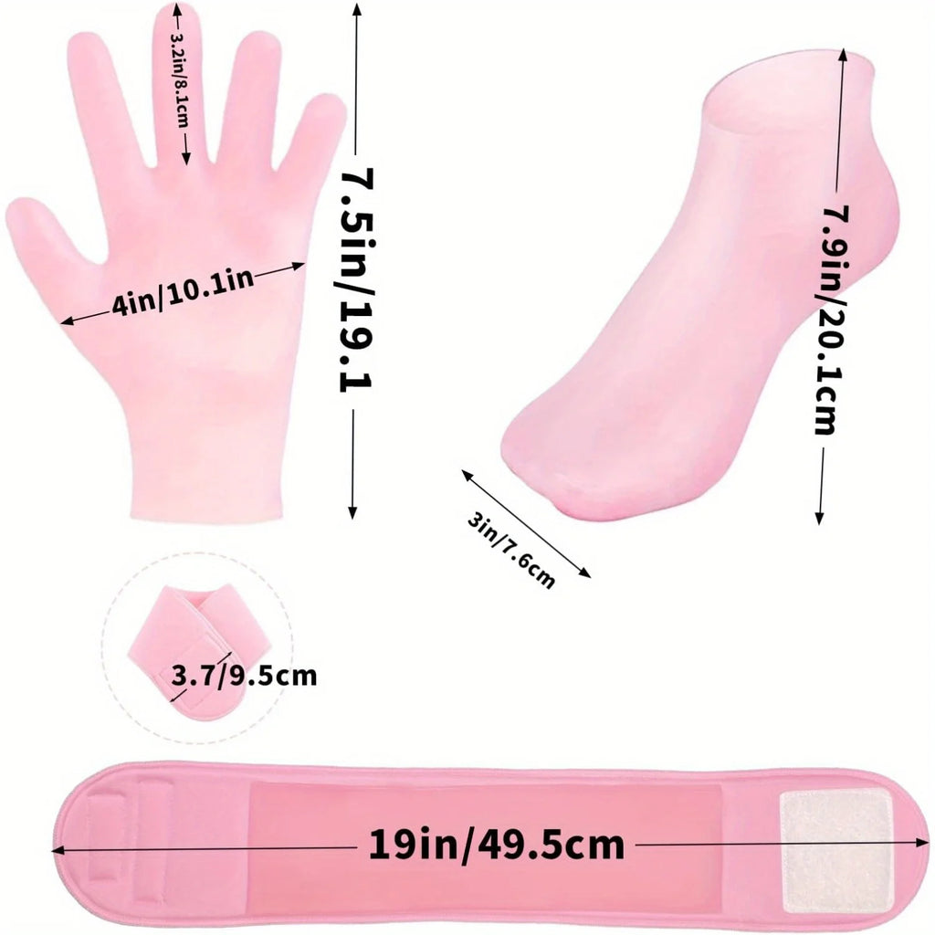 Reusable Silicone Moisturizing Gloves Socks Set Spa Gel Hand Foot Care Kit Washable for Dry Cracked Skin Repair Night Sleep Spa Qme