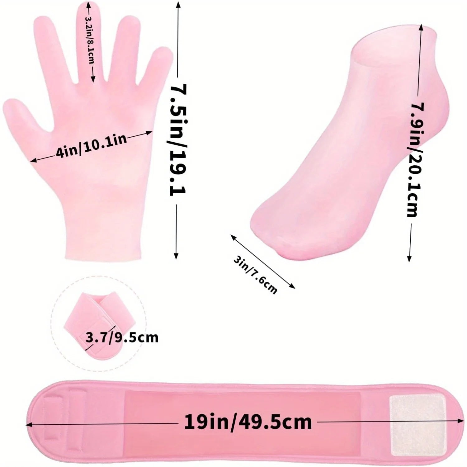 Reusable Silicone Moisturizing Gloves Socks Set Spa Gel Hand Foot Care Kit Washable for Dry Cracked Skin Repair Night Sleep Spa Qme