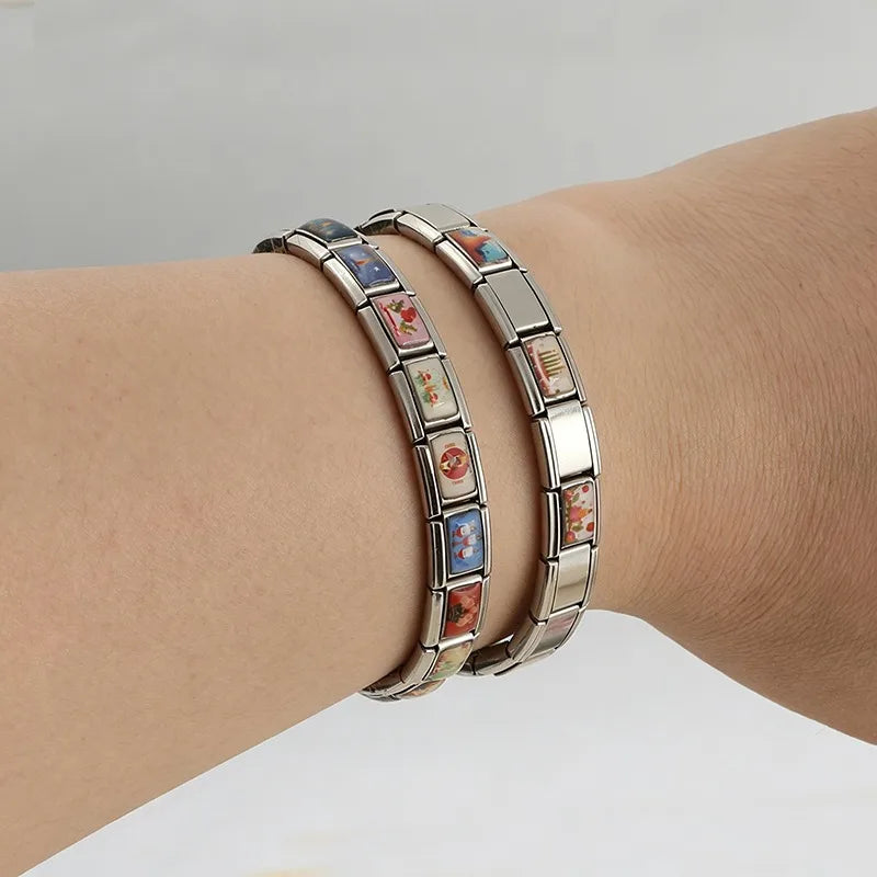 Reciting Scriptures Giving alm Offer flower Queen Sutida's Birthday Fit 9mm Italian Charm Bracelet Stainless Steel DIY Making Qme