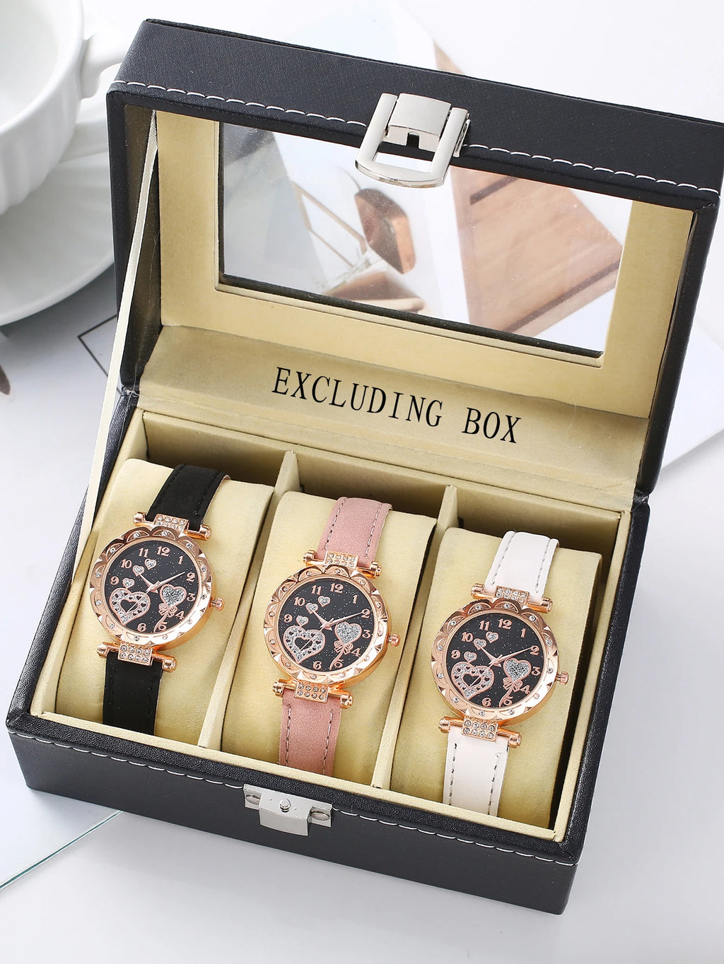 Glam Shiny Crystal Love Heart Dial Ladies Dress Watch Multipack Daily Accessory For Girls Qme Other