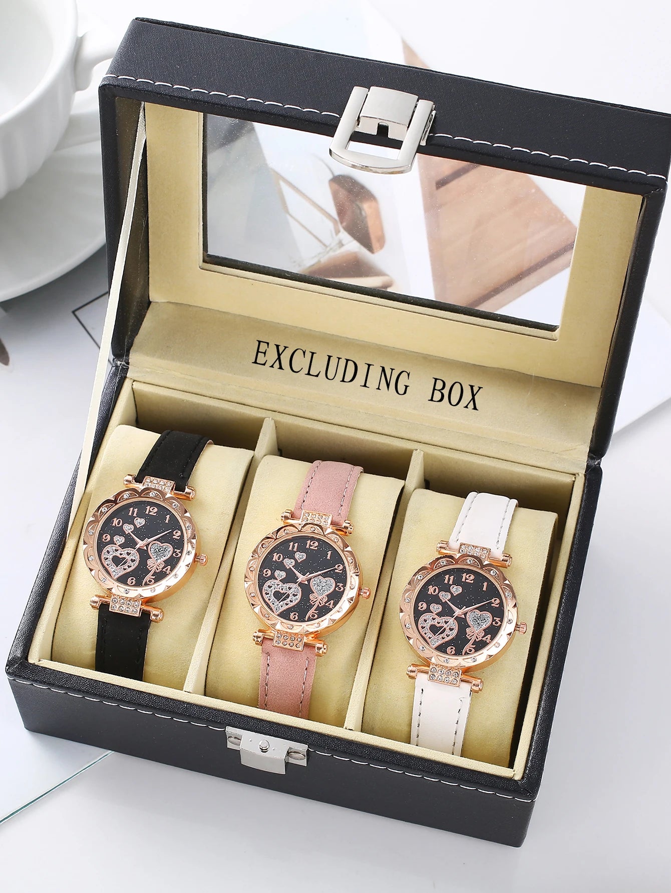 Glam Shiny Crystal Love Heart Dial Ladies Dress Watch Multipack Daily Accessory For Girls Qme Other