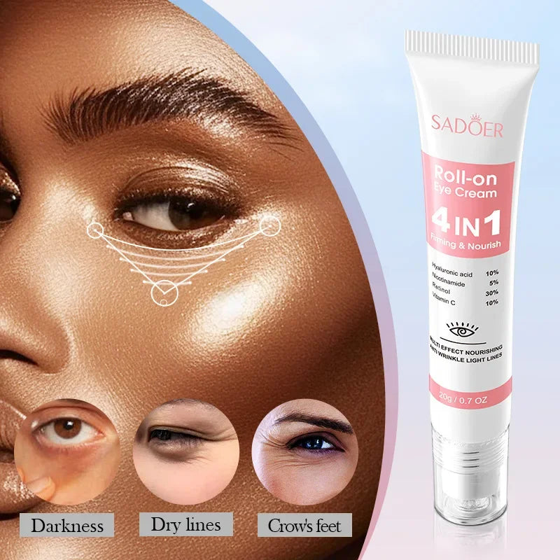 SADOER 4in1 Roll-on Moisturizing Eye Cream Anti Dark Circles Eyes Bags Firming Moisturizing Eye Serum Skin Care for Beauty Eyes Qme