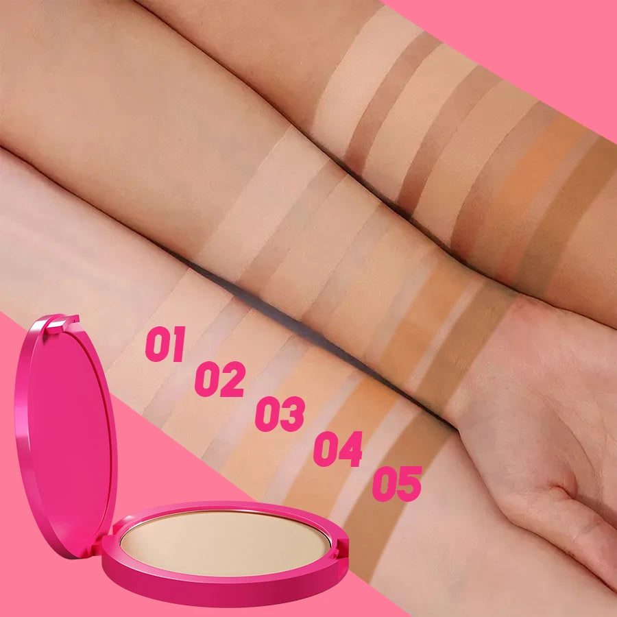 Natural Matte Pressed Powder Oil Control Brighten Whitening Face Base Qme