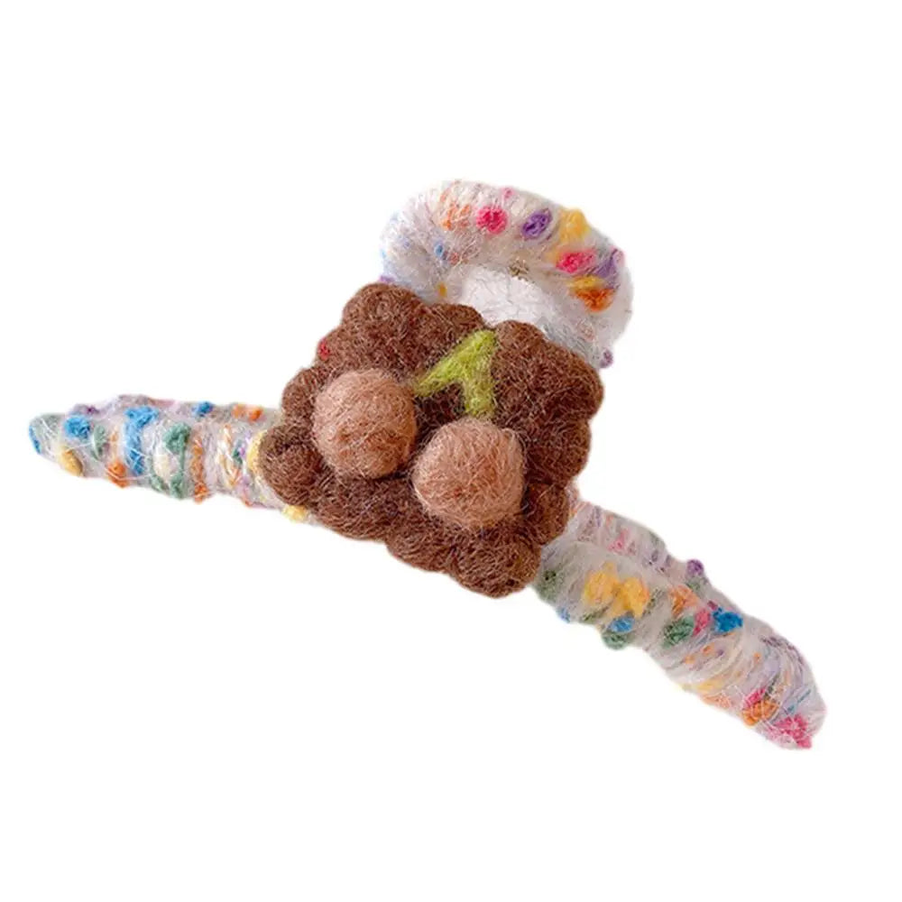 Autumn Hair Clips Plush Shark Claws Large Barrettes Crab Claw Faux Qme Brown cherry China Mainland