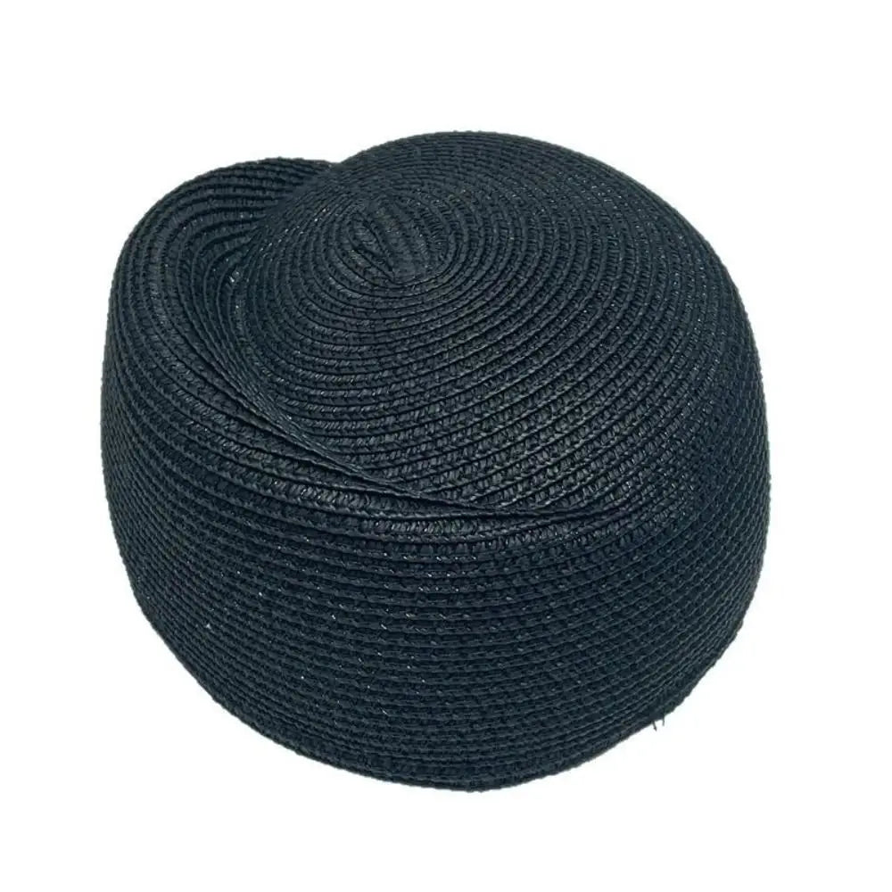Vintage Elegant Straw Pillbox Hat Fedoras Classic Straw Beret Hat Simple Handmade Fedora Hat Summer Wear Qme