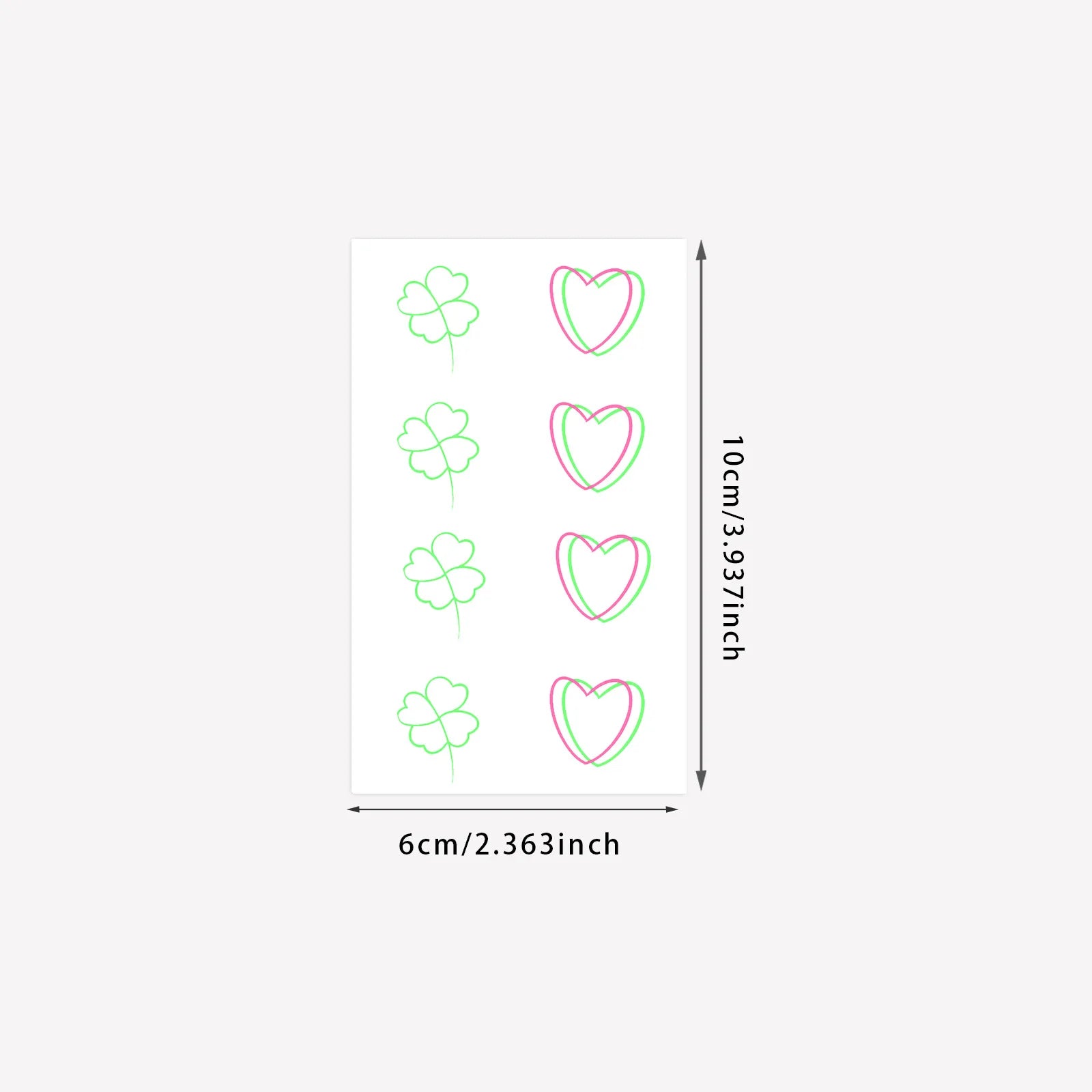 Red Green Heart Clover Tattoo Sticker Temporary Tattoo for Fingers Waterproof Long Lasting Fresh Lucky Style for Women Girls Qme LX-928